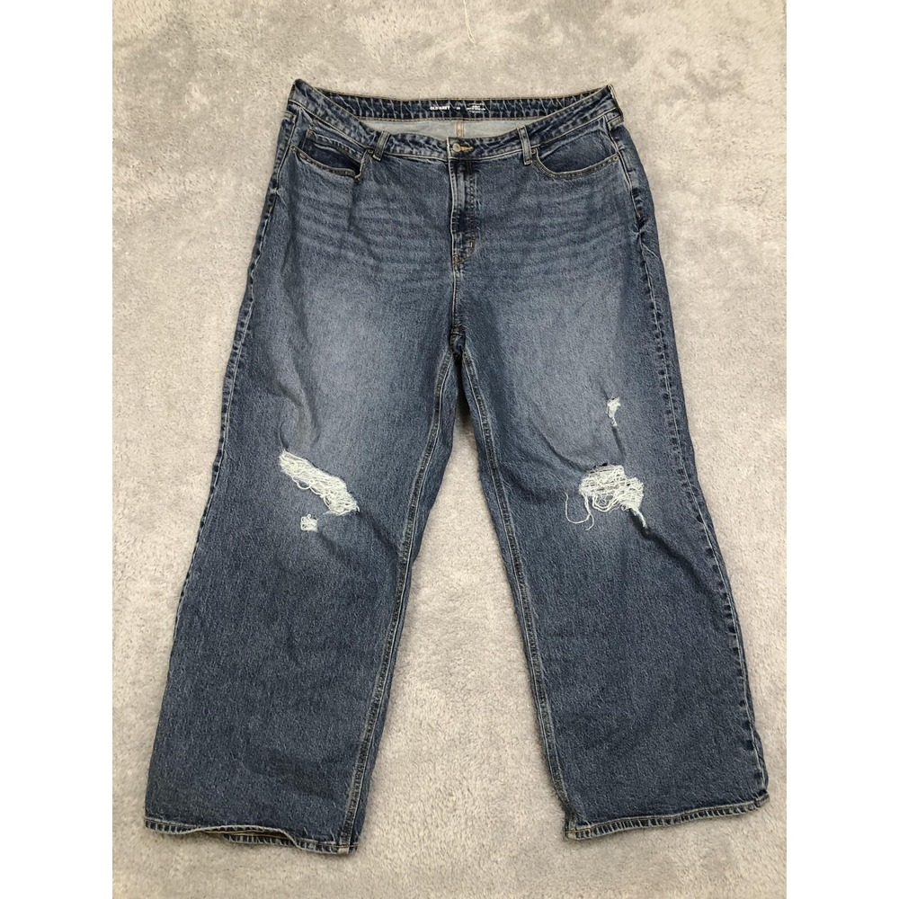 Old Navy Jeans Women 20 (43x30) Extra High-Rise Curvy Sky-Hi Wide Leg Distressed
